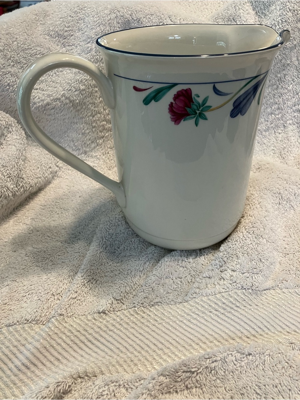 Vintage Lenox pitcher in the Poppies on Blue pattern. Discontinued pattern.